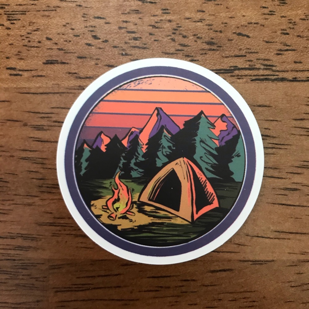 Mountain Camping Scene Sticker for Laptop/Tablet